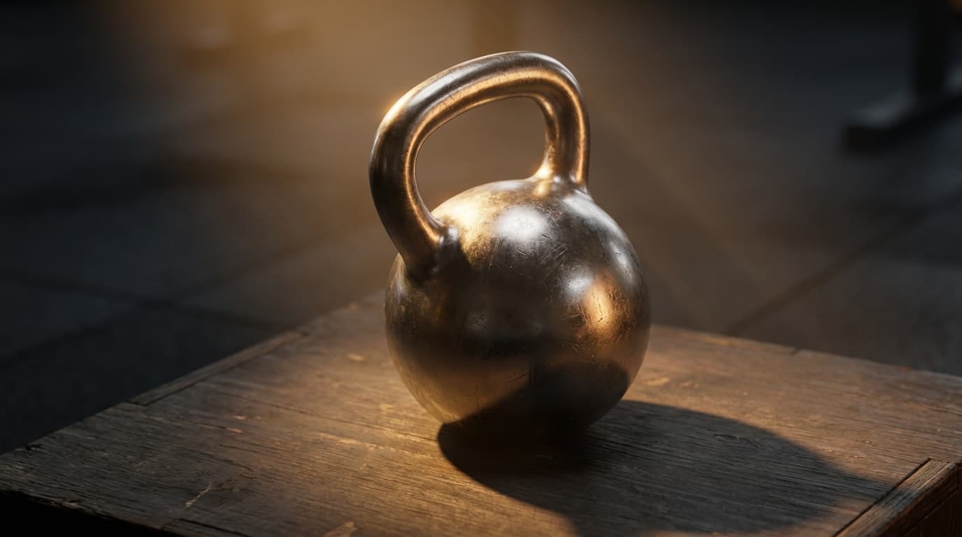 Kettlebell-Griff vor einer Kalksandsteinwand